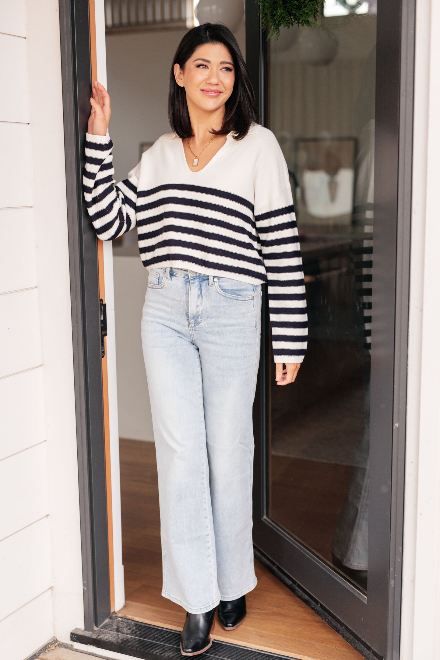 Memorable Moments Striped Sweater in White