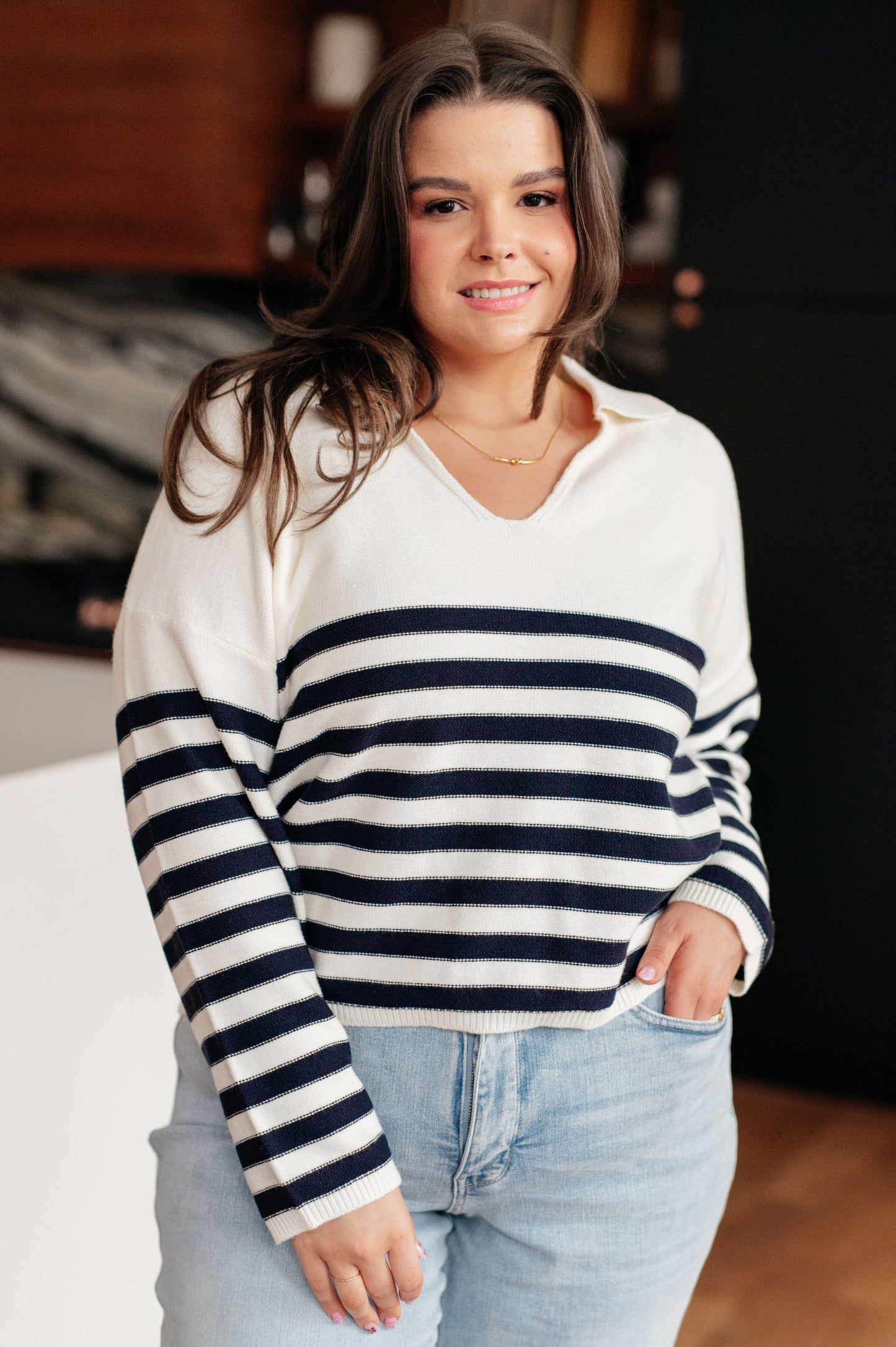 Memorable Moments Striped Sweater in White