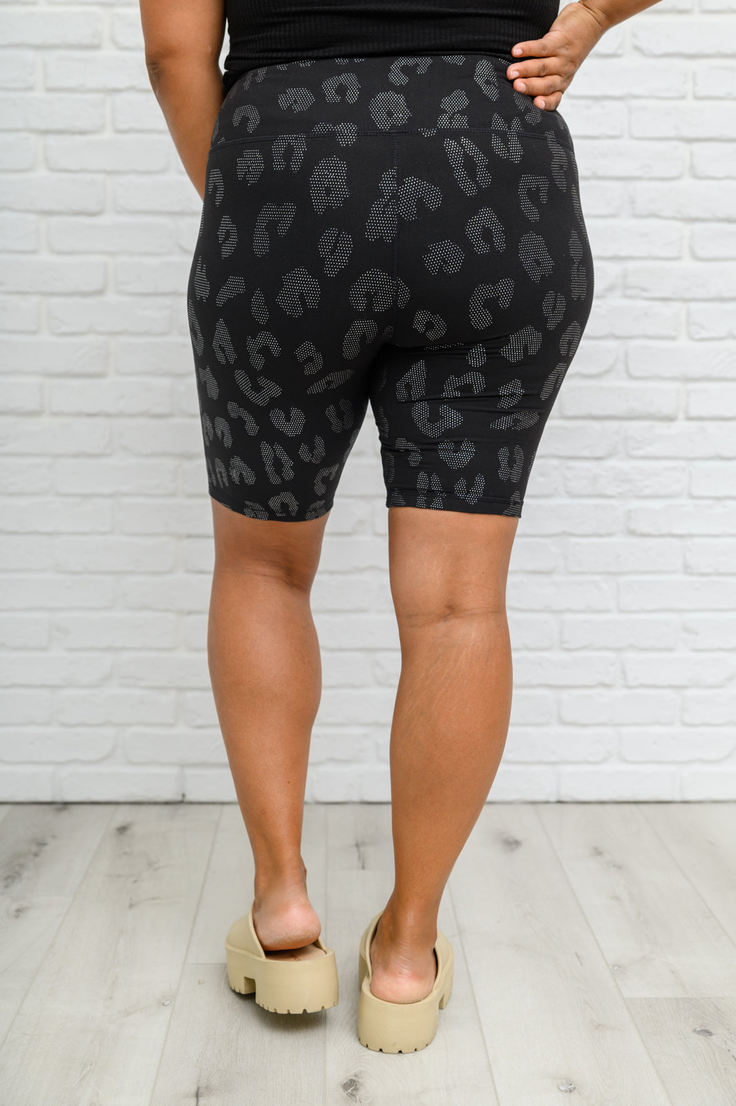 Animal Print Biker Shorts In Black