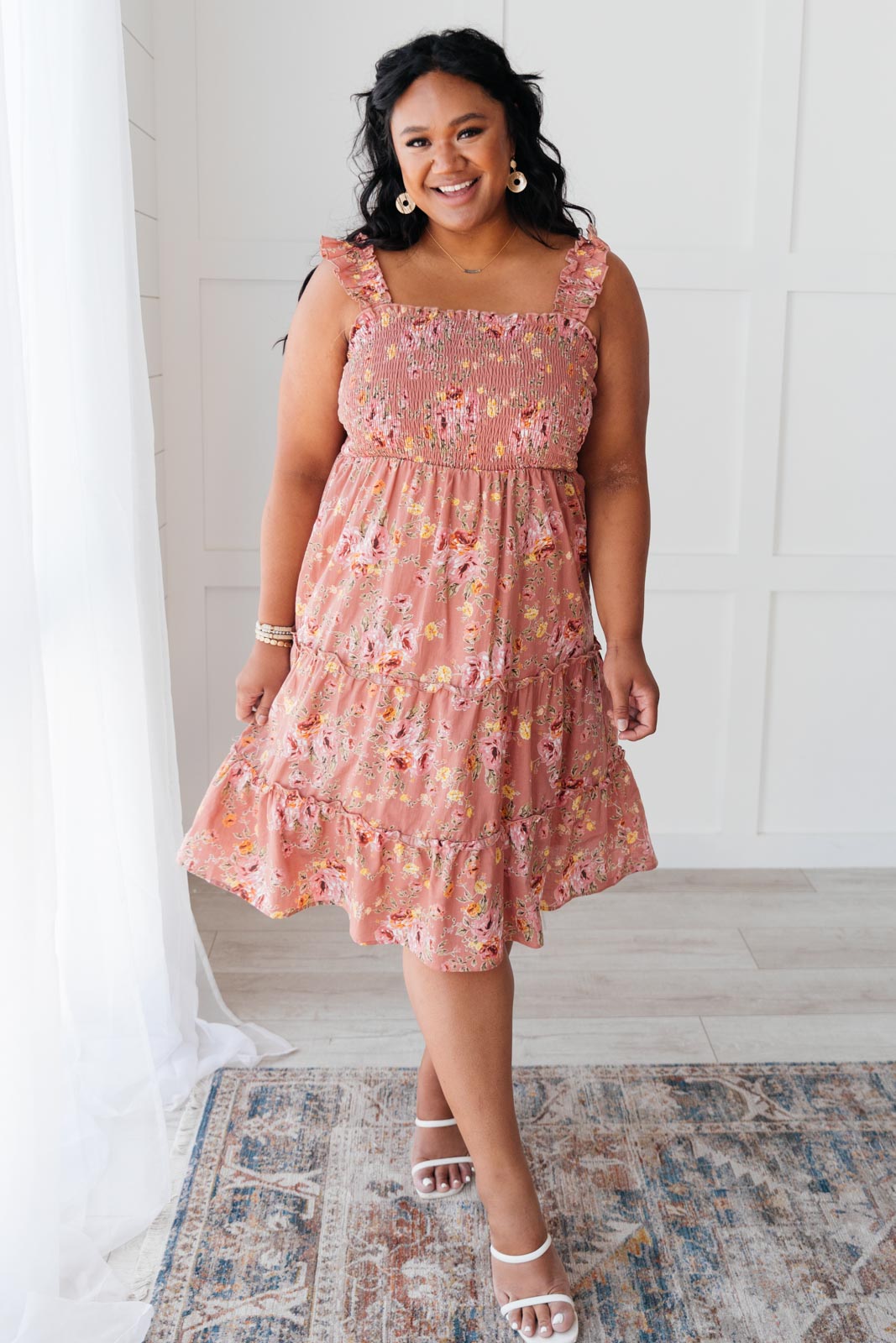 Blushing Beauty Smocked Midi Dress