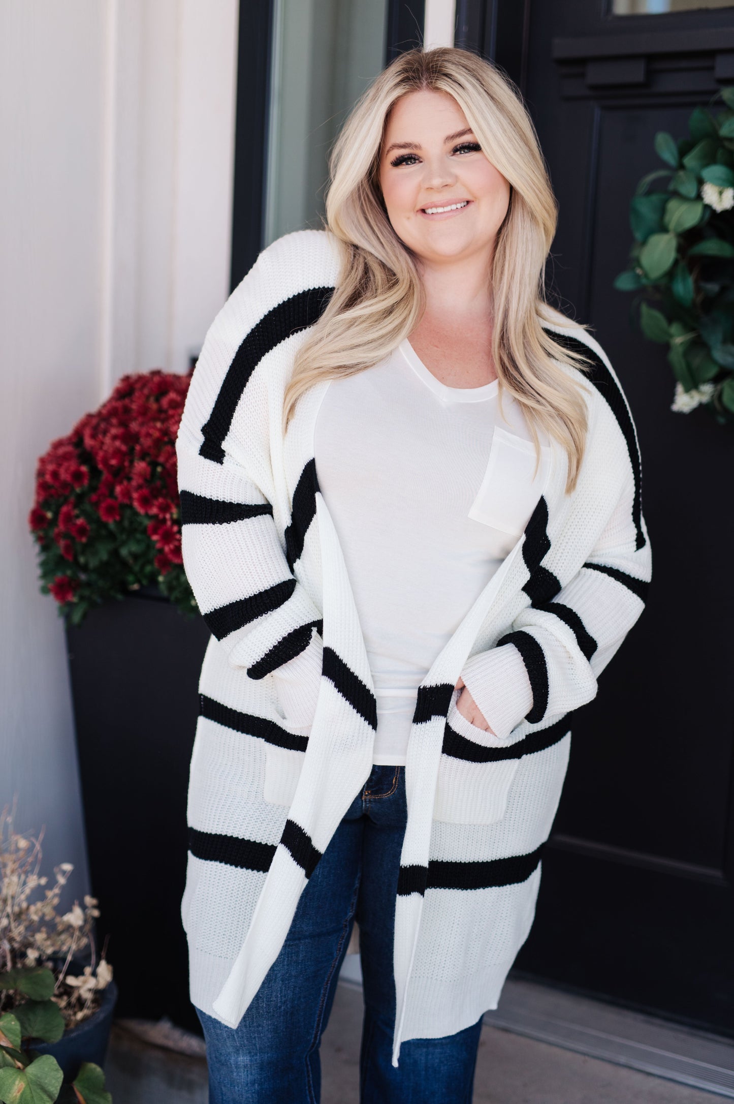 Brighter is Better Striped Cardigan in Ivory