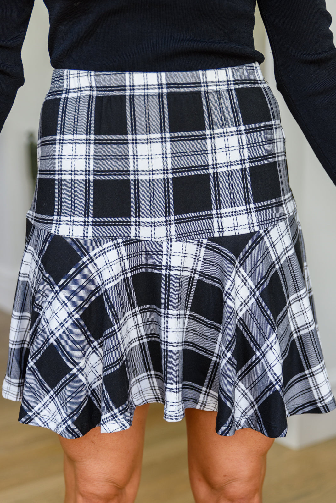 Call Me On Line Two Plaid Mini Skort