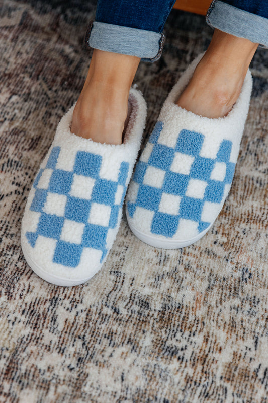 Checked Out Slippers in Blue