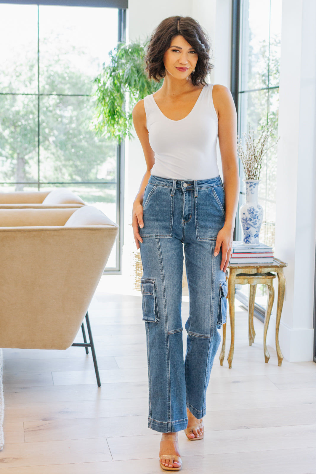 Clarissa High Rise Wide Leg Cargo Jeans