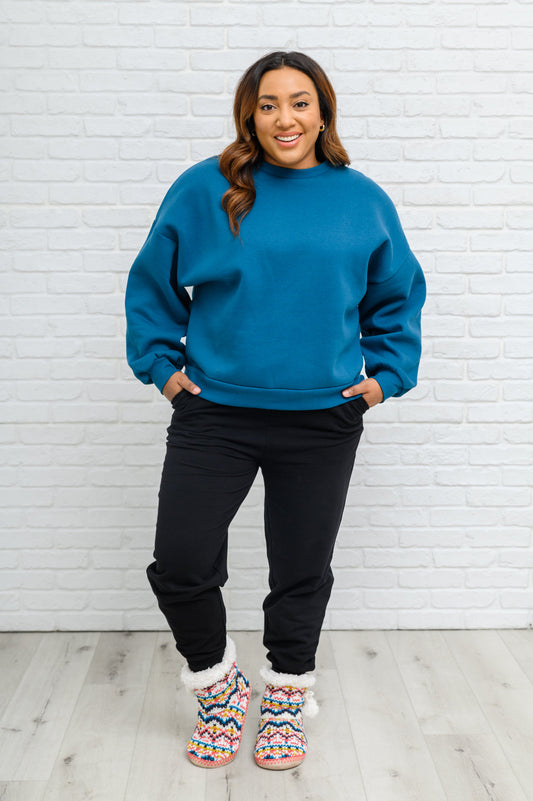 Drop Shoulder Sweatshirt In Teal