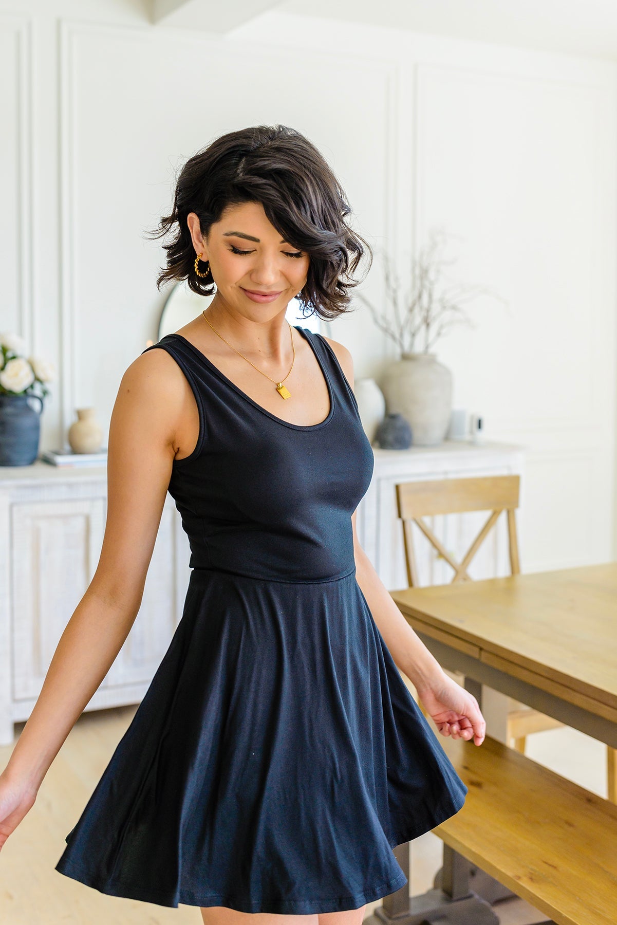 Effortless in Ebony Sleeveless Skort Dress