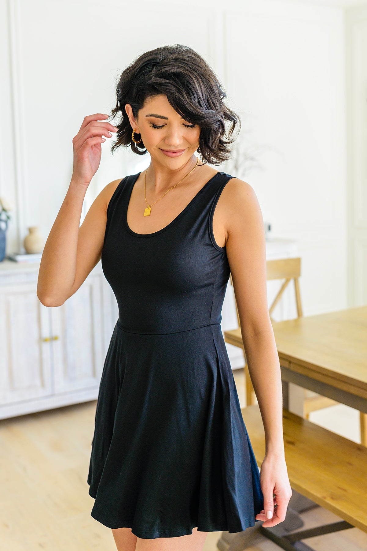 Effortless in Ebony Sleeveless Skort Dress