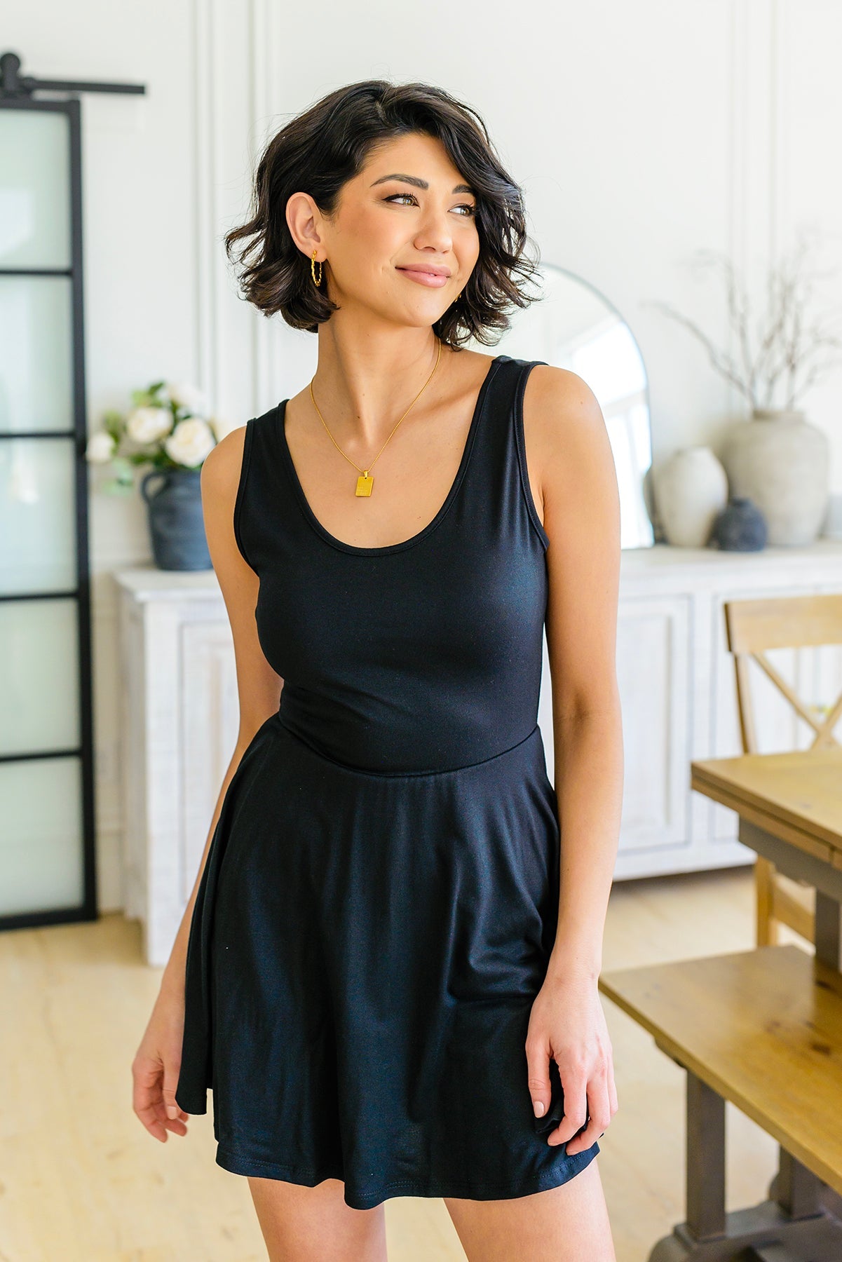 Effortless in Ebony Sleeveless Skort Dress