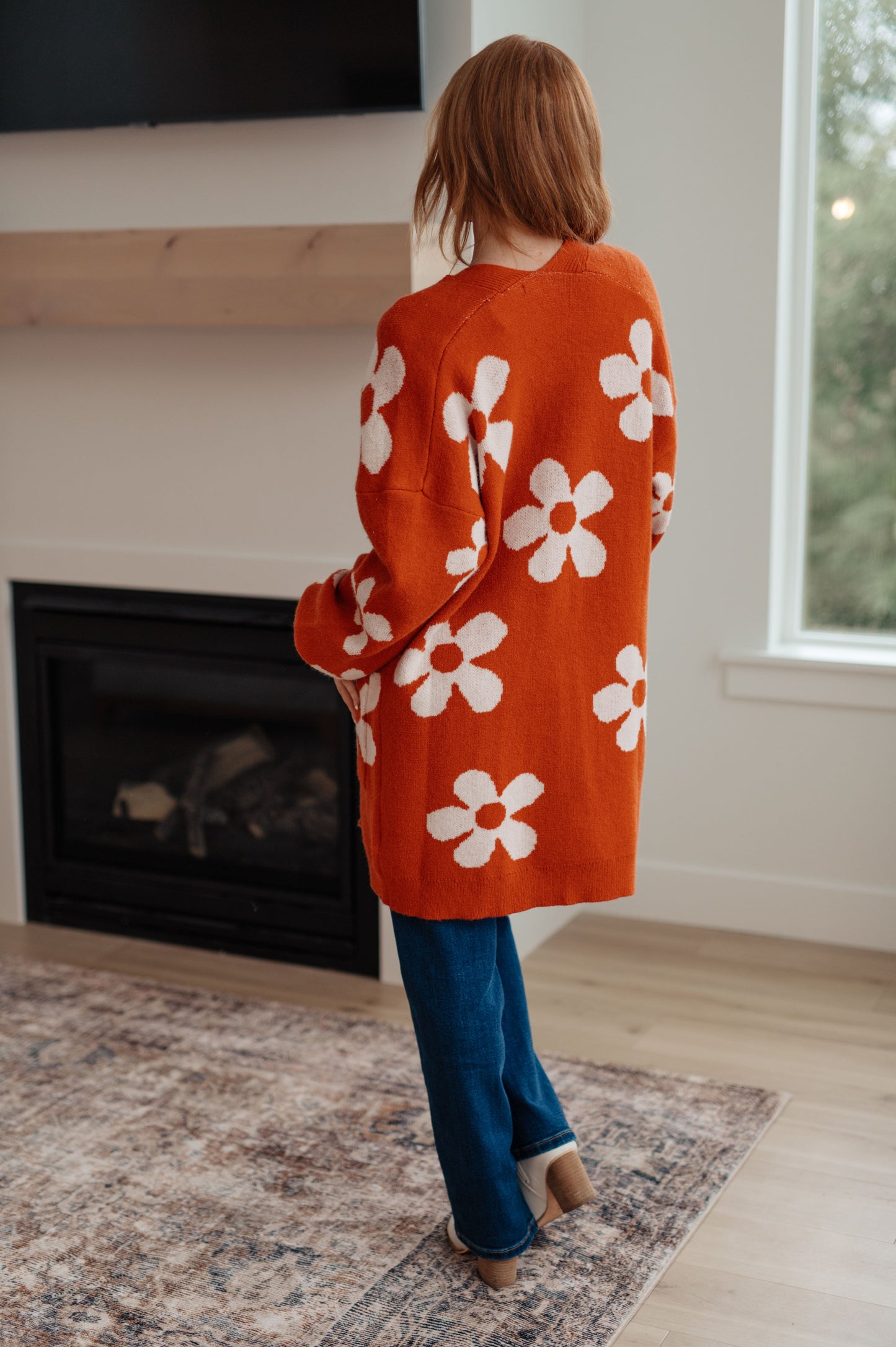 Enough Anyways Floral Cardigan in Burnt Orange