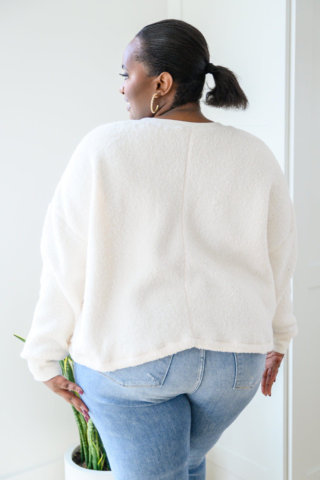 Fuzzy Cuddles Sweater in Off White