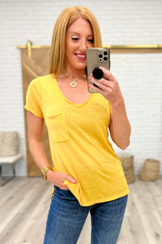 Melange Burnout V-Neck T-Shirt in Yellow Gold