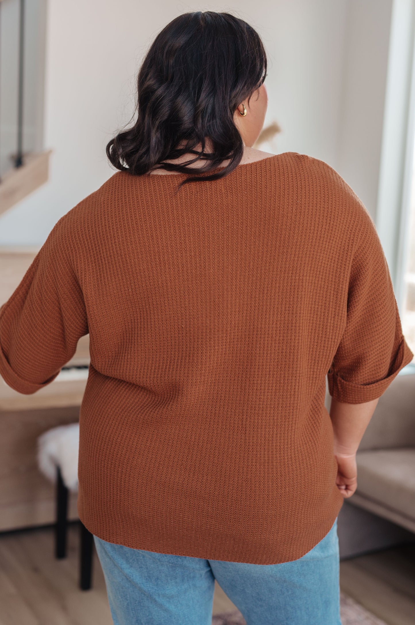 Lotta Love Knitted Sweater Top in Rust