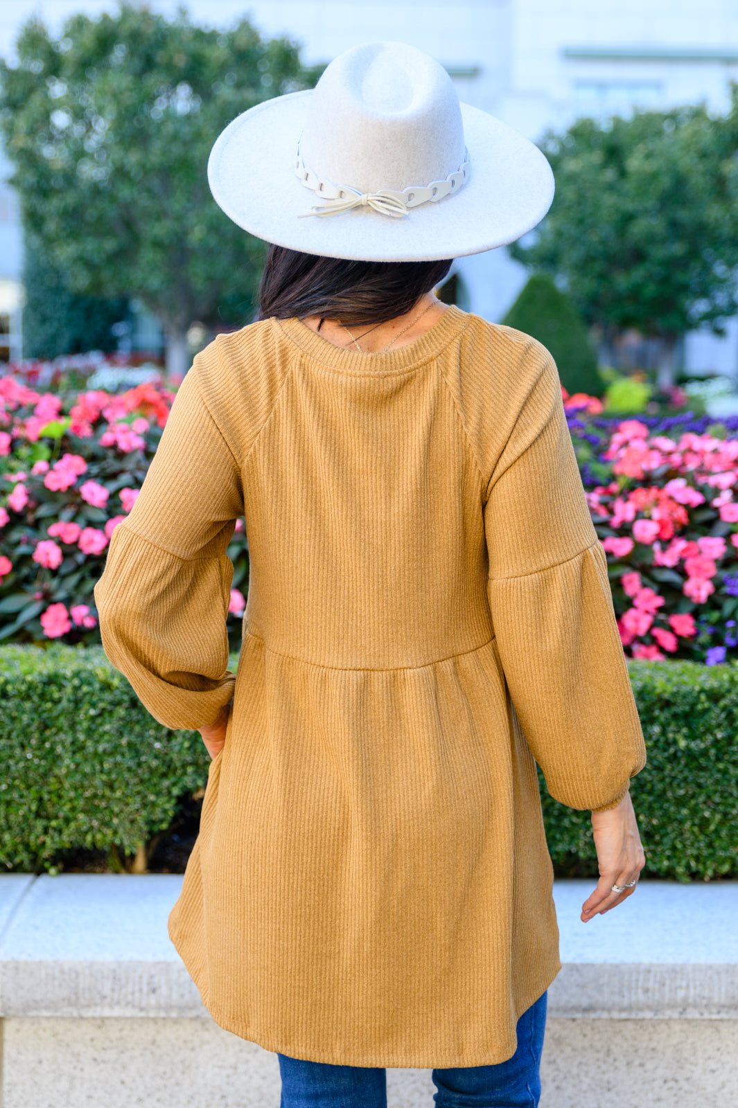 Melrose Ribbed Knit Raglan Tunic In Mustard