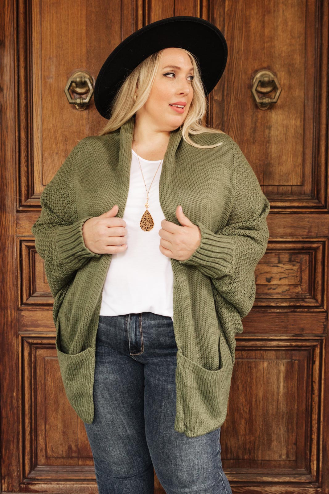 Not Your Grandmother's Cardigan in Olive