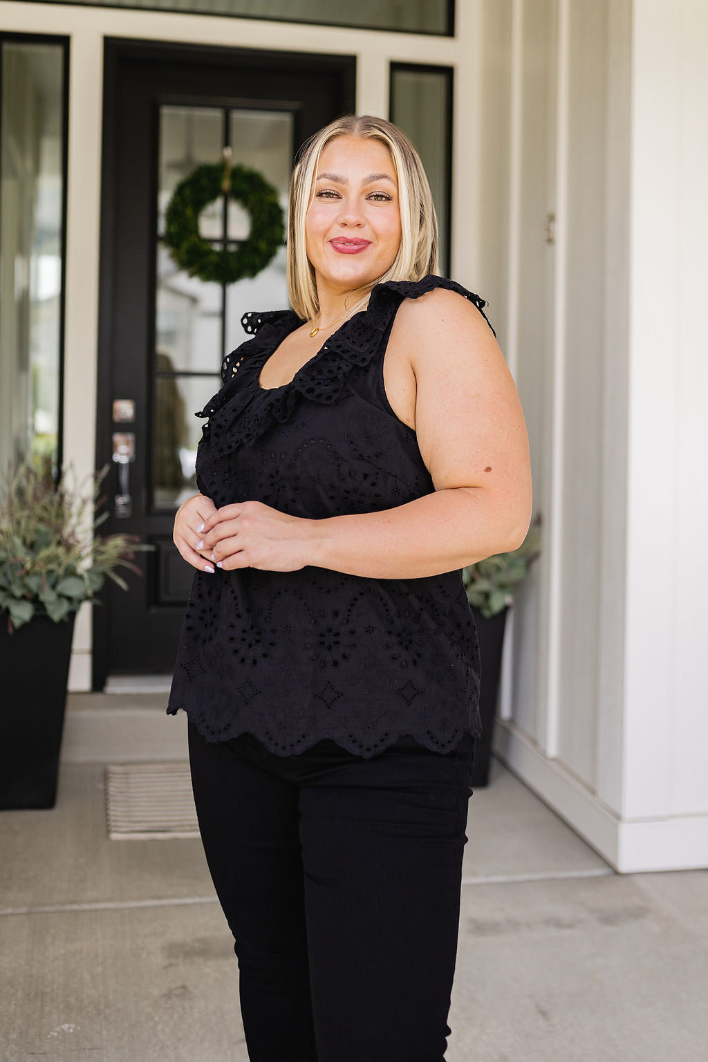 Parisian Stroll Lace Blouse in Black