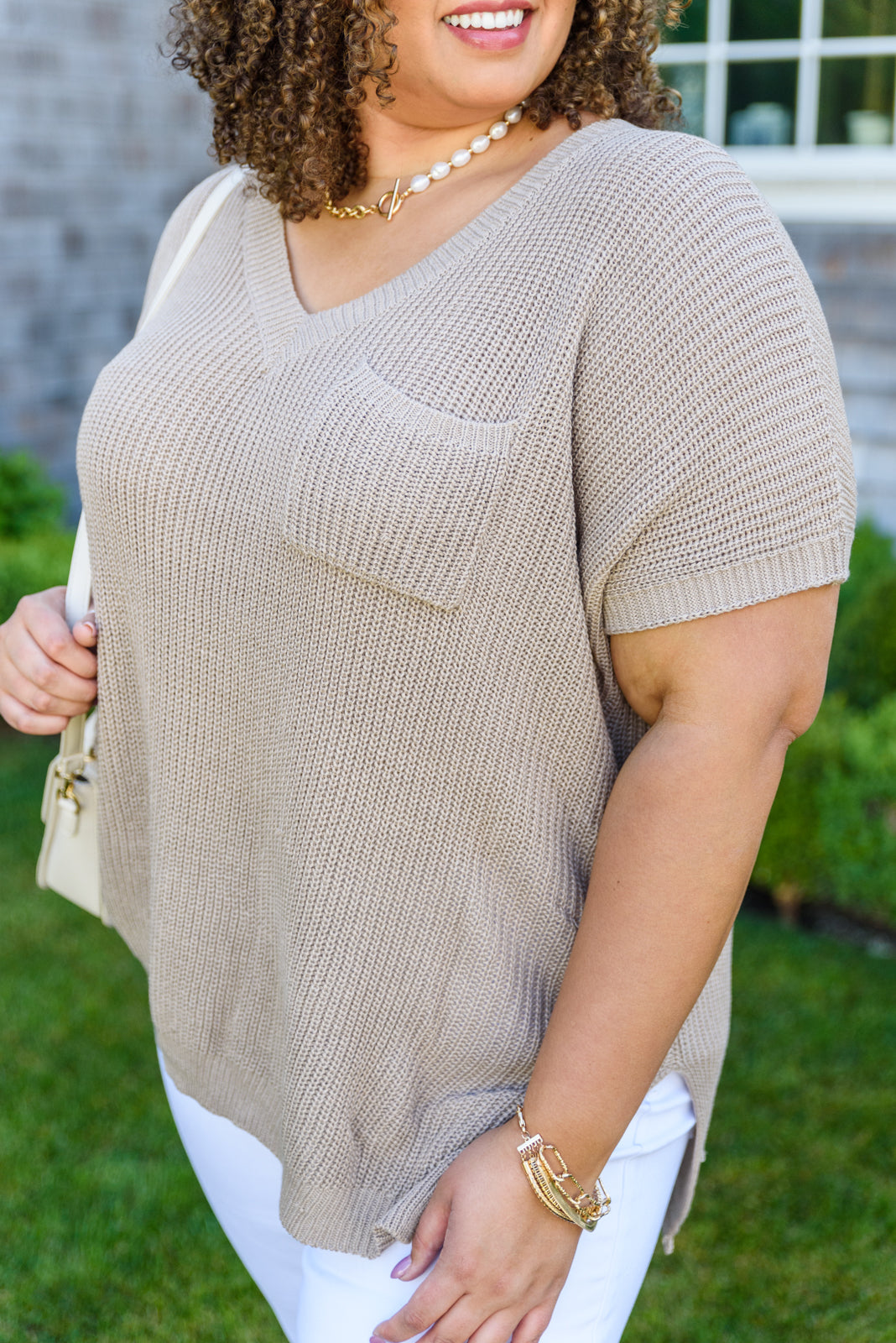 Pure Bliss Knit Top In Taupe