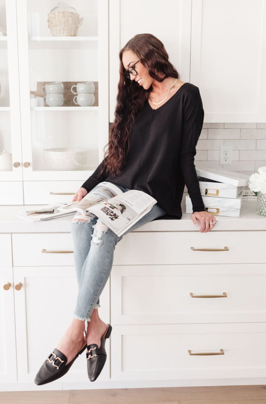 Red Carpet Tunic Top In Black