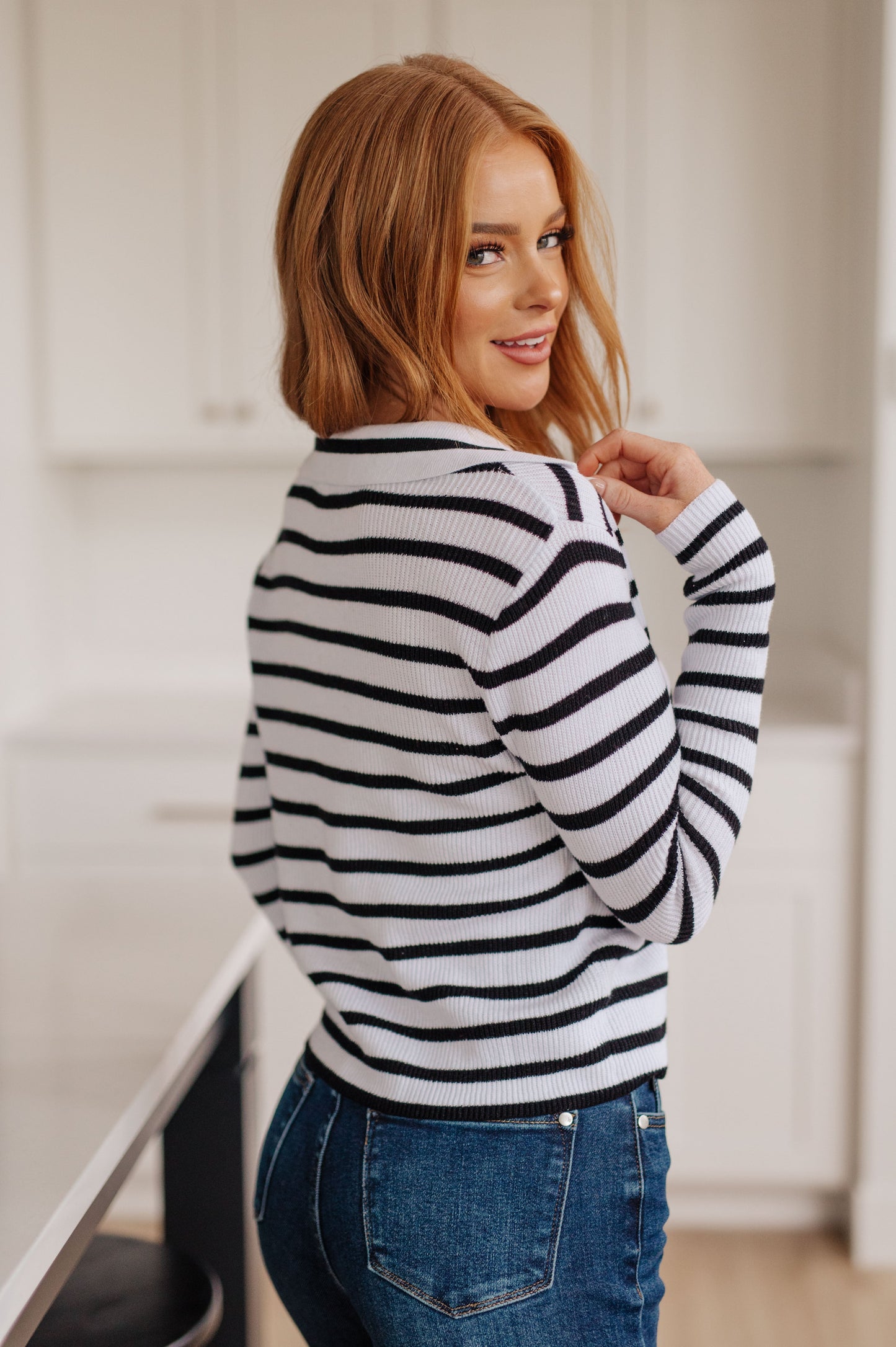 Self Improvement V-Neck Striped Sweater