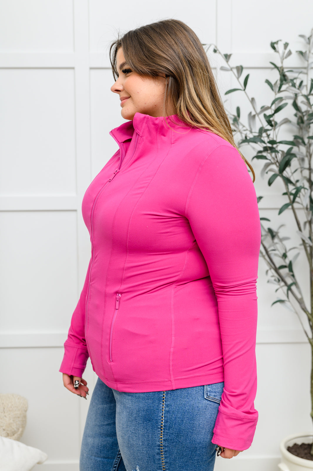 Staying Swift Activewear Jacket in Raspberry